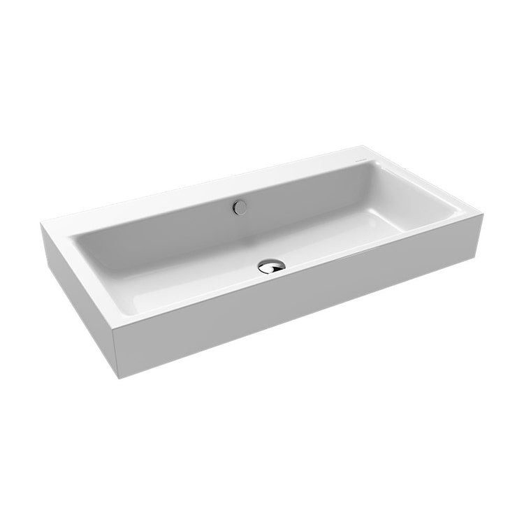 Kaldewei Aufsatzwaschbecken L. 90 T. 46 cm, Randhöhe 12 cm, einloch, mit Überlauf, Farbe Alpinweiß PURO 900806013001