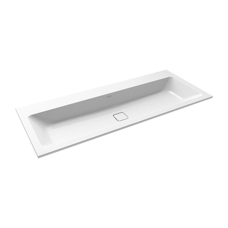 Kaldewei Doppelwaschbecken halb eingelassen L. 120 B.50 cm, 2 Löcher, ohne Überlauf, Farbe Alpweiß CONO 901806043001