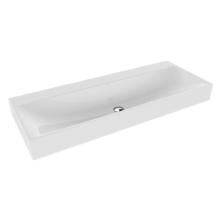 Kaldewei Aufsatzwaschbecken L. 120 T. 46 cm Randhöhe 12 cm, mit zwei Einzelbohrungen, ohne Überlauf, Alpweiß Farbe SILENIO DOPPIO 906406363001