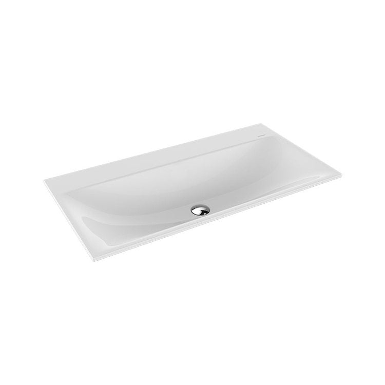 Kaldewei Halbunterbau-Waschbecken L. 90 T. 46 cm, ein Loch, ohne Überlauf, Farbe Alp-Weiß SILENIO 907806303001