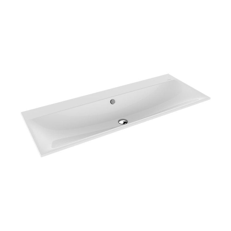 Kaldewei Einbauwaschbecken L. 120 T. 46 cm, mit zwei dreifachen Löchern, mit Überlauf, Farbe Alpweiß SILENIO DOPPIO 907906053001