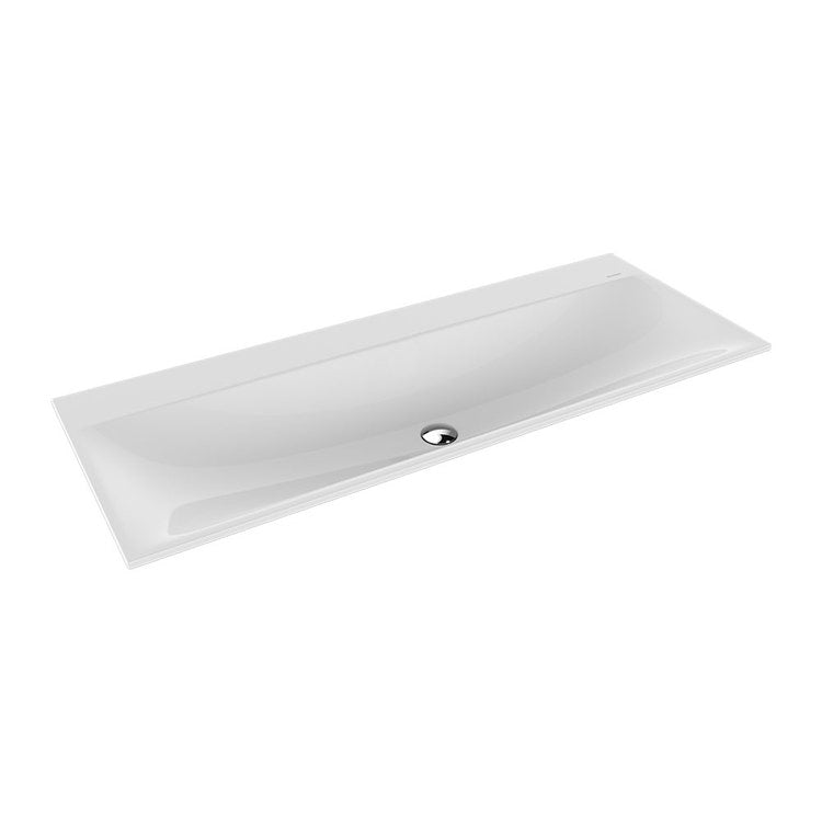 Kaldewei Halb-Einbau-Waschbecken L. 120 T. 46 cm, ein Loch, ohne Überlauf, Farbe Alpweiß SILENIO 907906303001