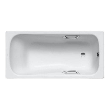 Kaldewei Rechteckige Badewanne L. 170 T. 75 cm, mit Vorbereitung für die Montage von Griffen, aus emailliertem Stahl, Farbe Alpweiß DYNA SET STAR 226200010001