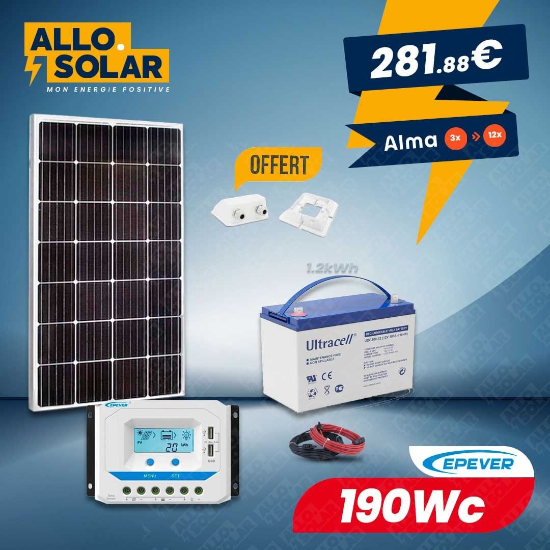 Solarics 190Wc 12V autonome stockage 1.2kWh