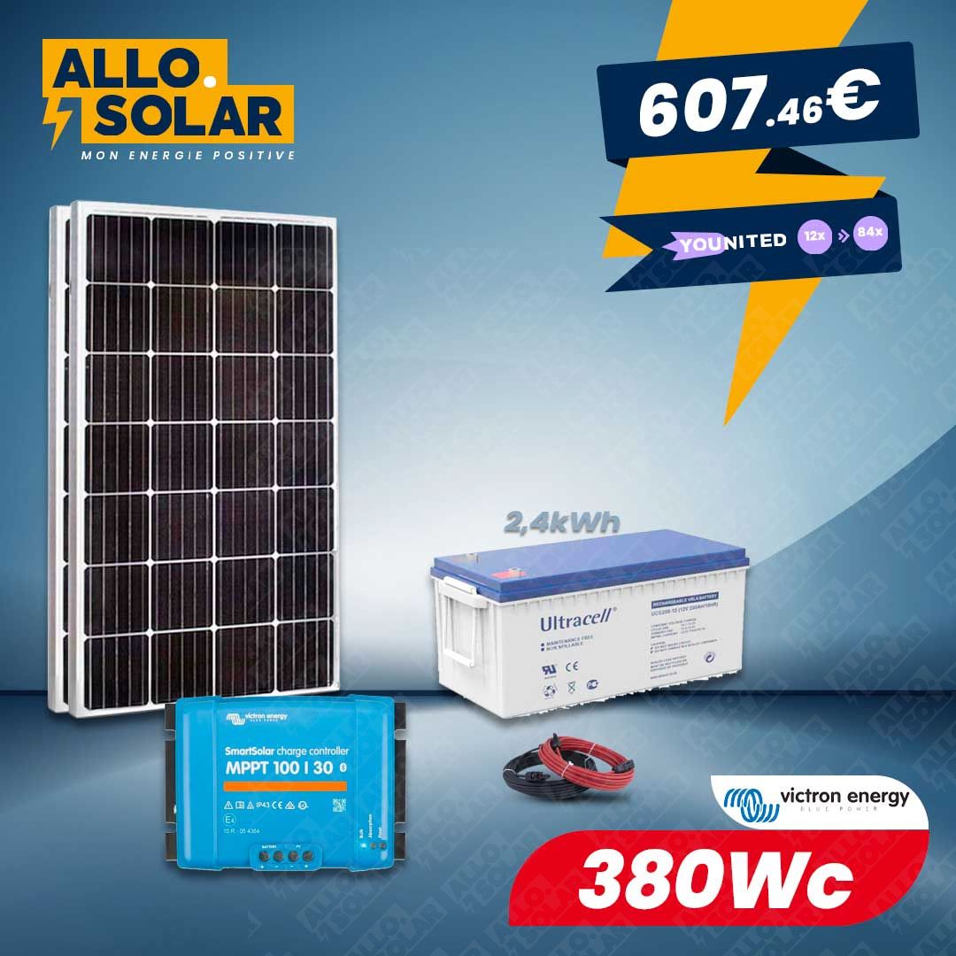 Solarics 380Wc 12V autonome stockage 2.4kWh