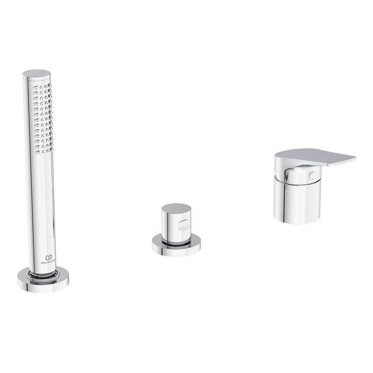 Ideal Standard Wannenrandgruppe 3-Loch, mit Umsteller, Handbrause-Stick, Brausehalter und 175 cm Schlauch, Chromoberfläche LA DOLCE VITA BD670AA
