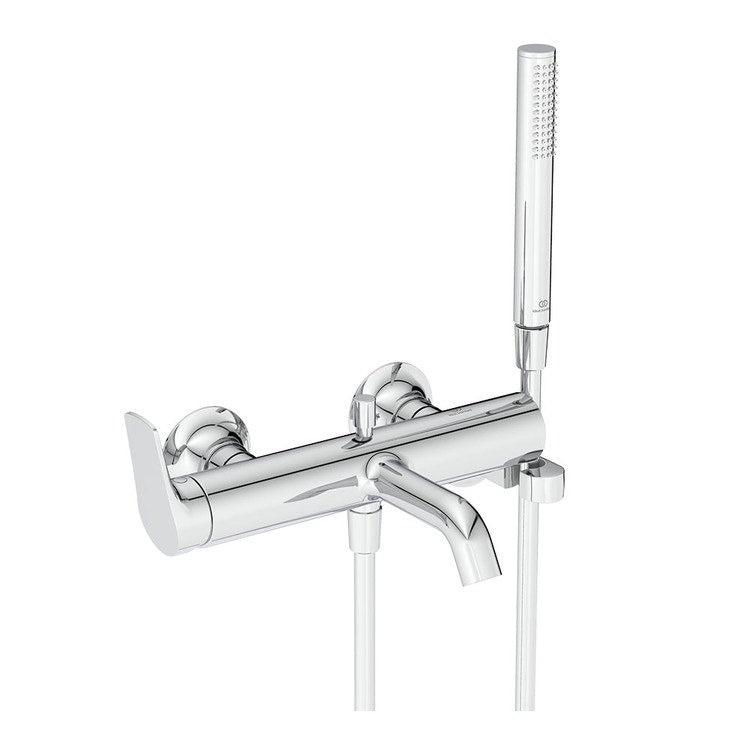 Ideal Standard Einhebelmischer für Badewanne oder Dusche, mit Umsteller, Stab-Handbrause, fester Halterung und 125 cm Schlauch, Chrom-Finish LA DOLCE VITA BD667AA