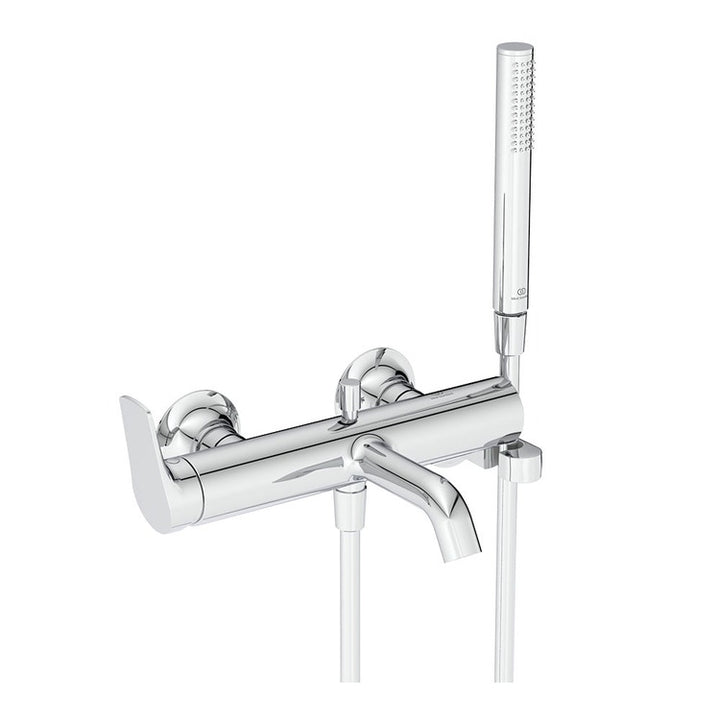 Ideal Standard Einhebelmischer für Badewanne oder Dusche, mit Umsteller, Stab-Handbrause, fester Halterung und 125 cm Schlauch, Chrom-Finish LA DOLCE VITA BD667AA