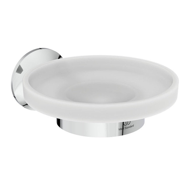 Ideal Standard Wandseifenspender aus mattiertem Glas, mit Metallhalterung, Chromoberfläche LA DOLCE VITA T5507AA