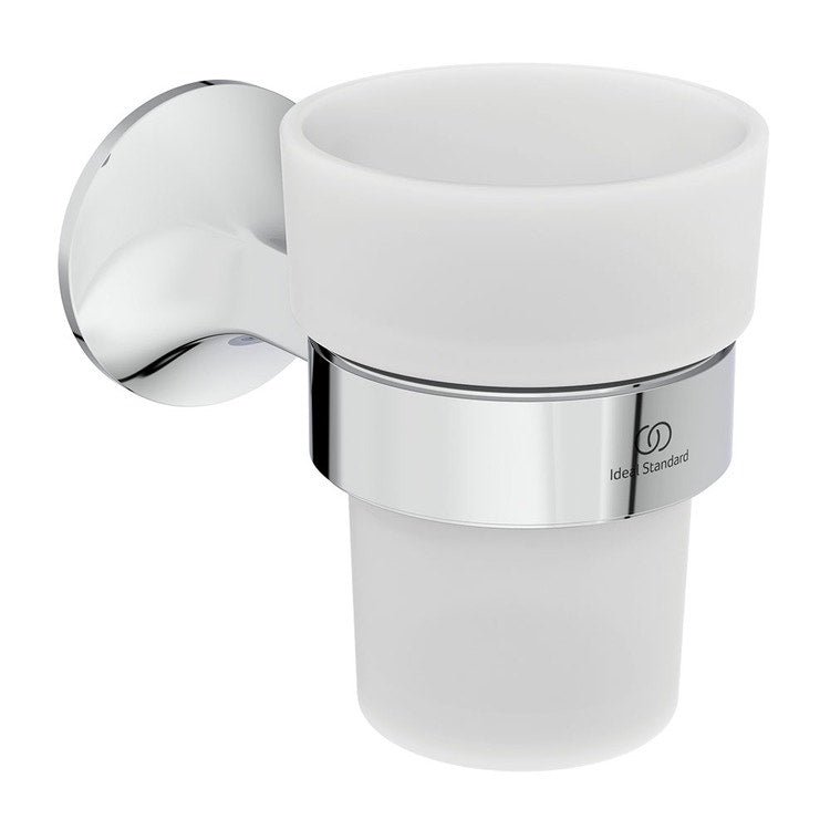 Ideal Standard Wand-Zahnbürstenhalter aus satiniertem Glas, mit Metallhalterung, Chrom-Finish LA DOLCE VITA T5506AA