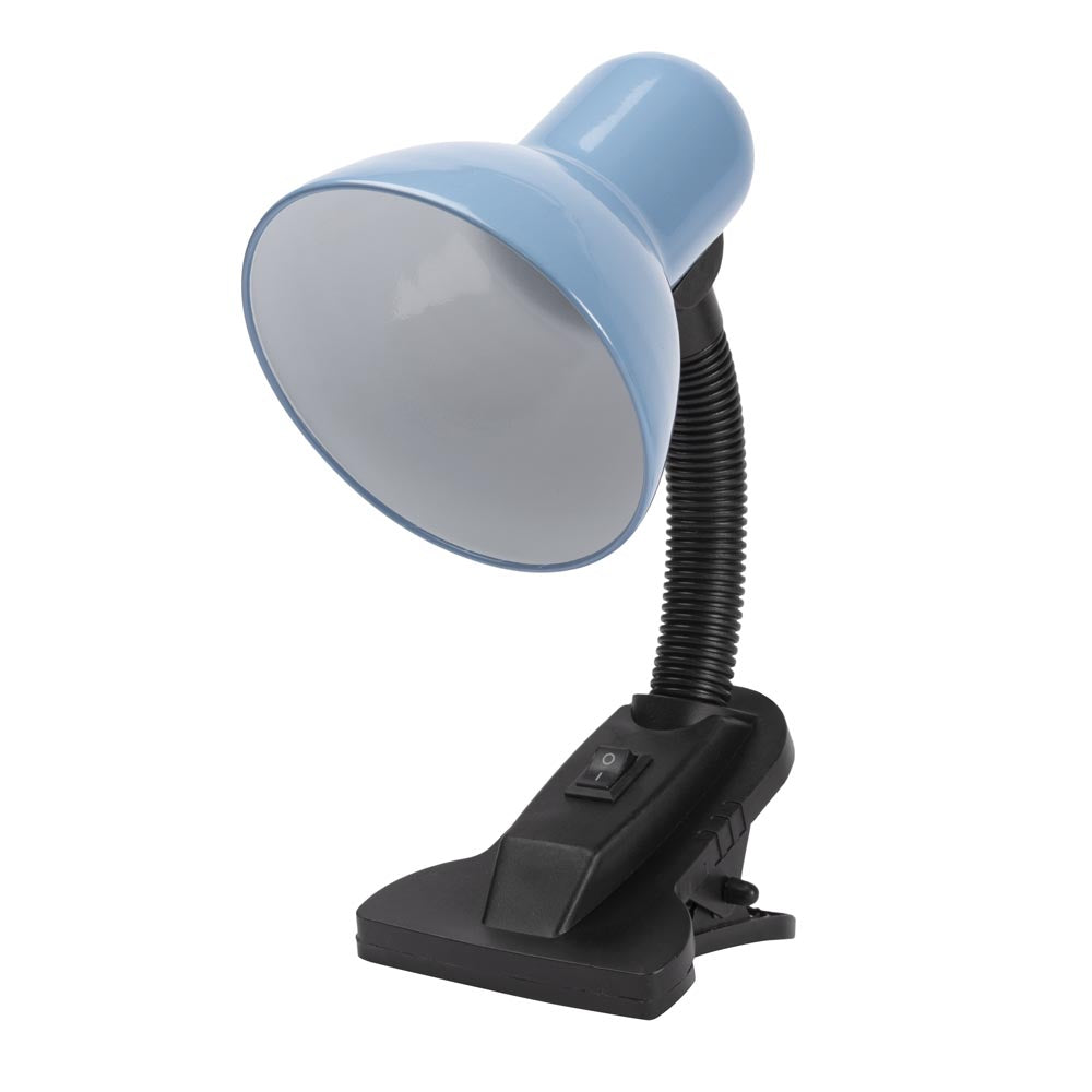 Erste Klemm-Schreibtischleuchte, E27, 60 W, hellblau