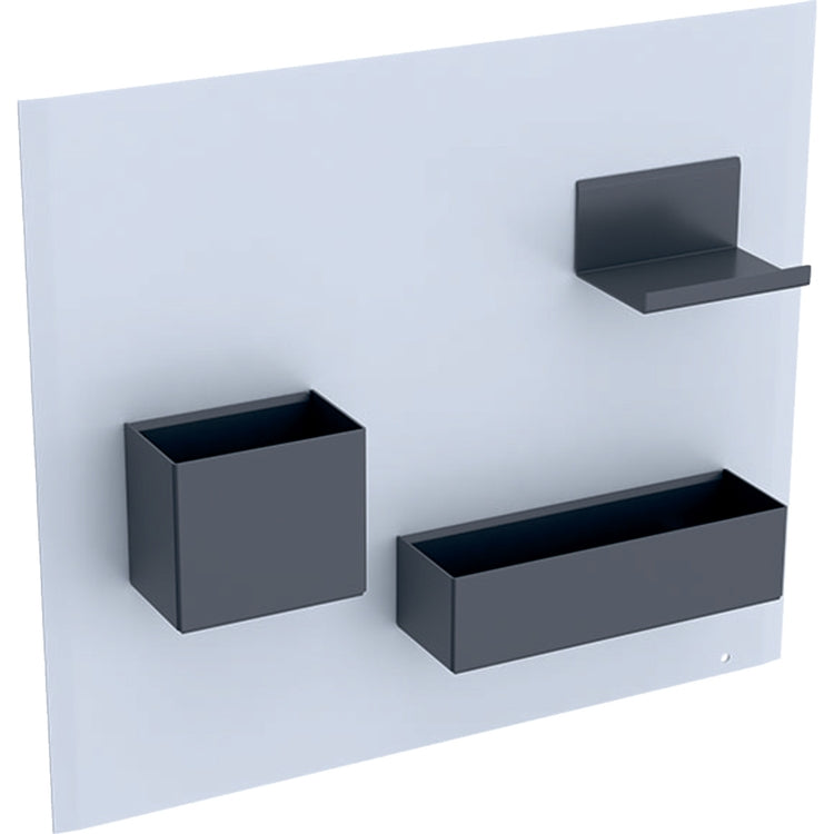 Geberit Magnetisches Whiteboard, Weiß, matte Oberfläche, Aufbewahrungsbehälter Farbe Lava Grau matt 500.649.01.2