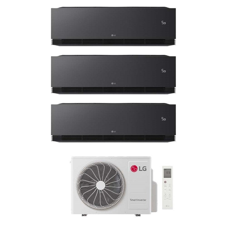 LG 3-fach-Split-Klimagerät ARTCOOL Black AI Air, Wandgerät, Inverter, WLAN, Black (mattschwarz) – Außengerät R32 7,9 kW, Innengeräte 12000+12000+12000 BTU MU4R27.U24A0+AA[12|12|12]SB.NS1