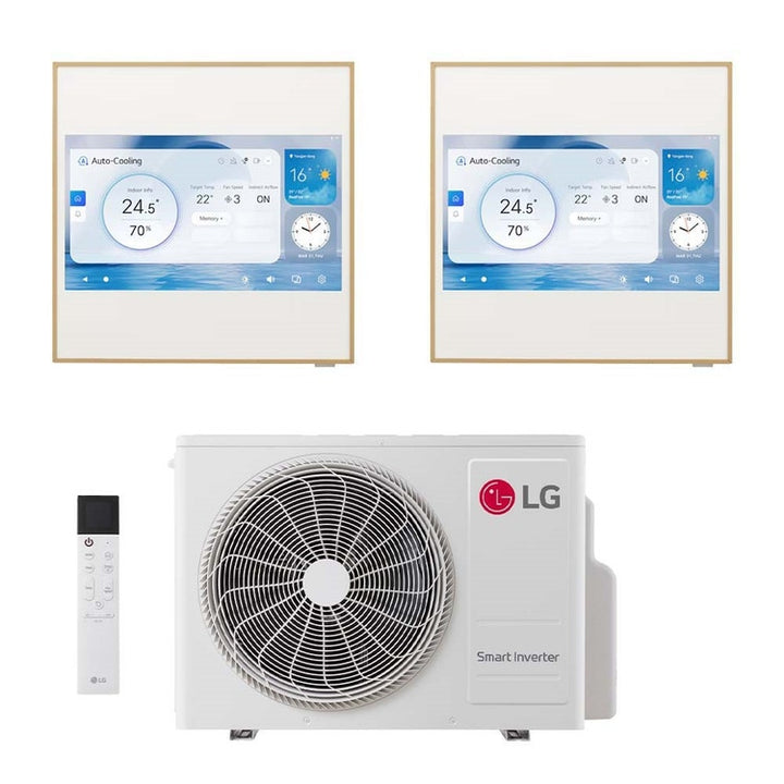LG 2-fach-Split-Klimagerät ARTCOOL Gallery LCD, Wandgerät, Inverter, WLAN – Außengerät R32 4,1 kW, Innengeräte 9000+12000 BTU MU2R15.018A0+A[09|12]GA2N.EEU
