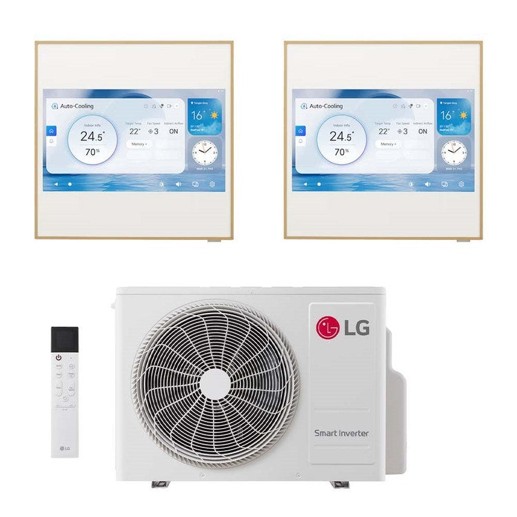 LG 2-fach-Split-Klimagerät ARTCOOL Gallery LCD, Wandgerät, Inverter, WLAN – Außengerät R32 4,7 kW, Innengeräte 12000+12000 BTU MU2R17.U18A0+A[12|12]GA2N.EEU