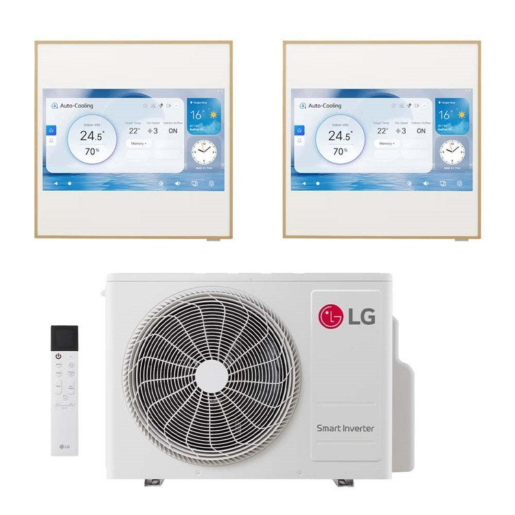 LG 2-fach-Split-Klimagerät ARTCOOL Gallery LCD, Wandgerät, Inverter, WLAN – Außengerät R32 5,3 kW, Innengeräte 9000+9000 BTU MU3R19.U24A0+A[09|09]GA2N.EEU
