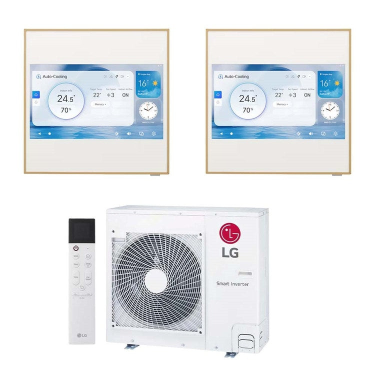 LG 2-fach-Split-Klimagerät ARTCOOL Gallery LCD, Wandgerät, Inverter, WLAN – Außengerät R32 8,8 kW, Innengeräte 9000+9000 BTU MU5R30.U36A0+A[09|09]GA2N.EEU