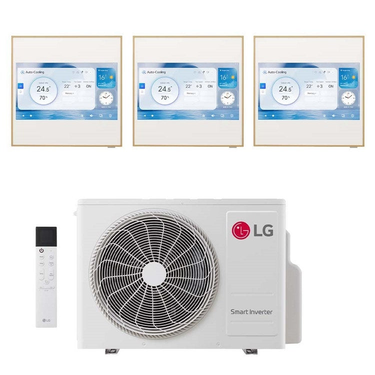 LG 3-fach-Split-Klimagerät ARTCOOL Gallery LCD, Wandgerät, Inverter, WLAN – Außengerät R32 7,9 kW, Innengeräte 9000+9000+12000 BTU MU4R27.U24A0+A[09|09|12]GA2N.EEU