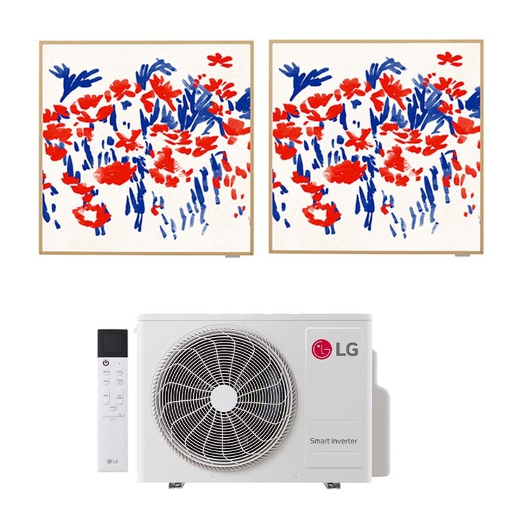 LG 2-fach-Split-Klimagerät ARTCOOL Gallery Photo, Wandgerät, Inverter, WLAN – Außengerät R32 4,1 kW, Innengeräte 9000+12000 BTU MU2R15.018A0+A[09|12]GA1.NSE