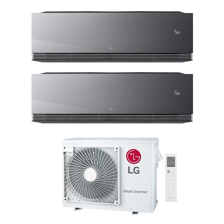 LG 2-fach-Split-Klimagerät ARTCOOL Mirror AI, Wandgerät, Inverter, WLAN, Mirror (verspiegelt) – Außengerät R32 7 kW, Innengeräte 18000+18000 BTU MU4R25.U22+AA[18|18]SP.NS1