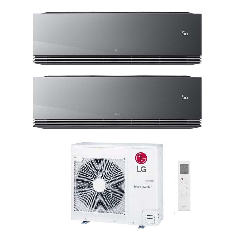 LG 2-fach-Split-Klimagerät ARTCOOL Mirror AI Air, Wandgerät, Inverter, WLAN, Mirror (verspiegelt) – Außengerät R32 8,8 kW, Innengeräte 12000+12000 BTU MU5R30.U36A0+AA[12|12]SP.NS1