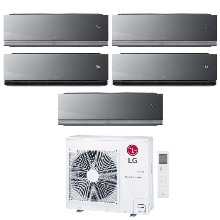 LG 5-fach-Split-Klimagerät ARTCOOL Mirror AI Air, Wandgerät, Inverter, WLAN, Mirror (verspiegelt) – Außengerät R32 8,8 kW, Innengeräte 9000+9000+9000+9000+9000 BTU MU5R30.U36A0+AA[09|09|09|09|09]SP.NS1