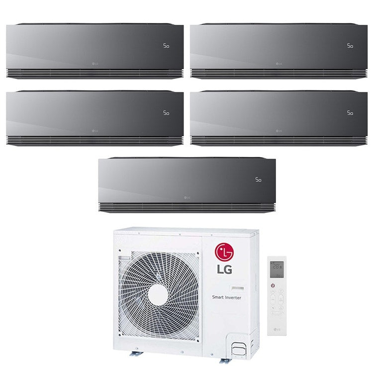 LG 5-fach-Split-Klimagerät ARTCOOL Mirror AI, Wandgerät, Inverter, WLAN, Mirror (verspiegelt) – Außengerät R32 8,8 kW, Innengeräte 9000+9000+9000+9000+12000 BTU MU5R30.U42+AA[09|09|09|09|12]SP.NS1