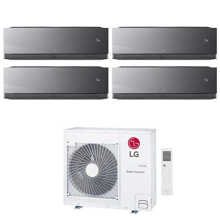 LG 4-fach-Split-Klimagerät ARTCOOL Mirror AI, Wandgerät, Inverter, WLAN, Mirror (verspiegelt) – Außengerät R32 8,8 kW, Innengeräte 9000+9000+9000+18000 BTU MU5R30.U42+AA[09|09|09|18]SP.NS1