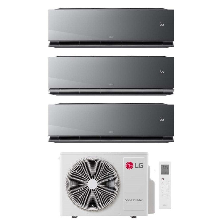 LG 3-fach-Split-Klimagerät ARTCOOL Mirror AI Air, Wandgerät, Inverter, WLAN, Mirror (verspiegelt) – Außengerät R32 7,9 kW, Innengeräte 9000+9000+18000 BTU MU4R27.U24A0+AA[09|09|18]SP.NS1