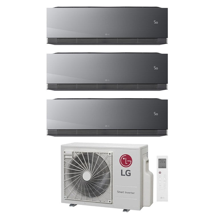 LG 3-fach-Split-Klimagerät ARTCOOL Mirror AI, Wandgerät, Inverter, WLAN, Mirror (verspiegelt) – Außengerät R32 6,2 kW, Innengeräte 9000+12000+12000 BTU MU3R21.U23+AA[09|12|12]SP.NS1