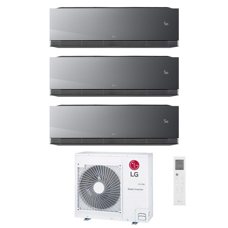 LG 3-fach-Split-Klimagerät ARTCOOL Mirror AI, Wandgerät, Inverter, WLAN, Mirror (verspiegelt) – Außengerät R32 8,8 kW, Innengeräte 9000+12000+12000 BTU MU5R30.U42+AA[09|12|12]SP.NS1