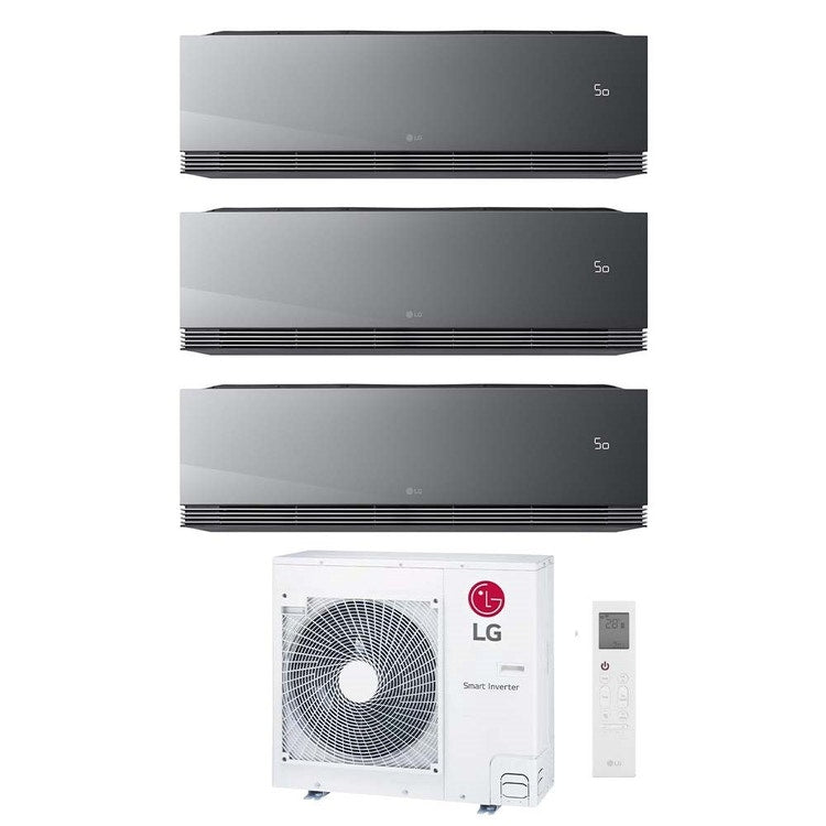 LG 3-fach-Split-Klimagerät ARTCOOL Mirror AI Air, Wandgerät, Inverter, WLAN, Mirror (verspiegelt) – Außengerät R32 8,8 kW, Innengeräte 9000+9000+9000 BTU MU5R30.U36A0+AA[09|09|09]SP.NS1
