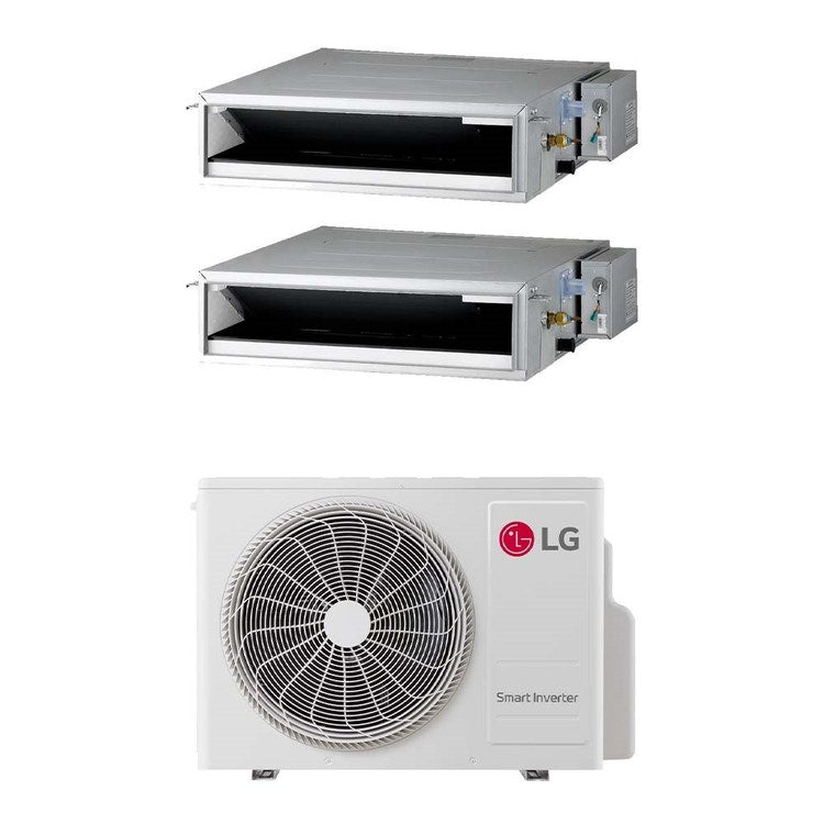 LG 2-fach-Split-Klimagerät Kanalgerät niedrige Pressung, Inverter – Außengerät R32 4,7 kW, Innengeräte 9000+12000 BTU MU2R17.U18A0+CL[09|12]F.N50