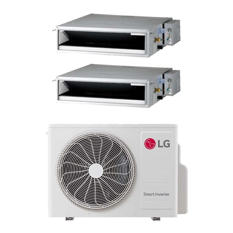 LG 2-fach-Split-Klimagerät Kanalgerät niedrige Pressung, Inverter – Außengerät R32 5,3 kW, Innengeräte 9000+18000 BTU MU3R19.U24A0+CL[09]F.N50+CL[18]F.N60
