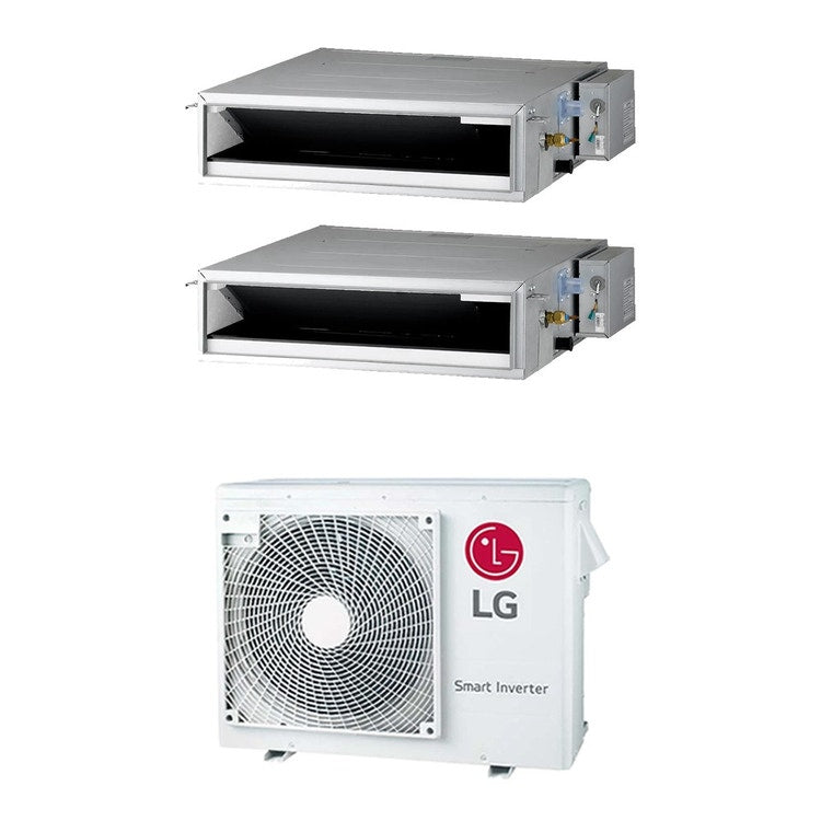 LG 2-fach-Split-Klimagerät Kanalgerät niedrige Pressung, Inverter – Außengerät R32 7 kW, Innengeräte 9000+18000 BTU MU4R25.U22+CL[09]F.N50+CL[18]F.N60