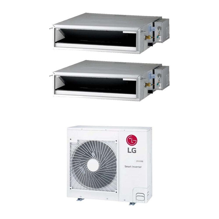 LG 2-fach-Split-Klimagerät Kanalgerät niedrige Pressung, Inverter – Außengerät R32 8,8 kW, Innengeräte 9000+12000 BTU MU5R30.U36A0+CL[09|12]F.N50