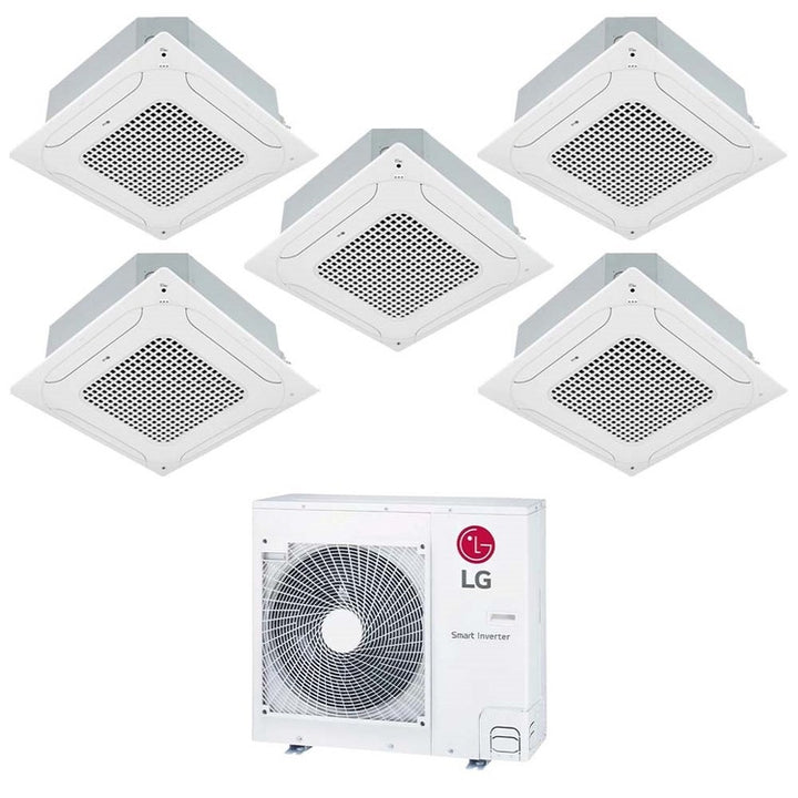 LG 5-fach-Split-Klimagerät 4-Wege-Kassette, Inverter, Weiß – Außengerät R32 8,8 kW, Innengeräte 9000+9000+9000+9000+9000 BTU MU5R30.U36A0+CT[09|09|09|09|09]F.NR0