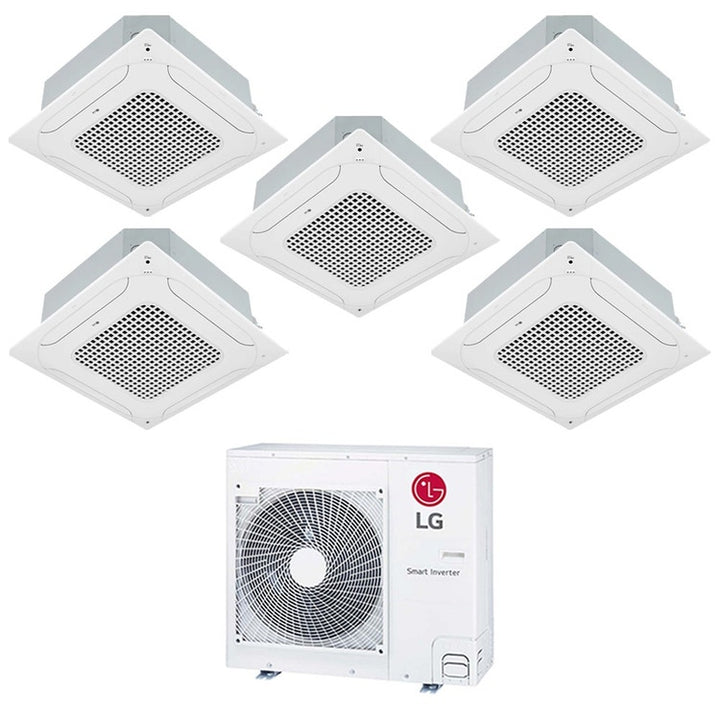 LG 5-fach-Split-Klimagerät 4-Wege-Kassette, Inverter, Weiß – Außengerät R32 8,8 kW, Innengeräte 9000+9000+9000+9000+12000 BTU MU5R30.U42+CT[09|09|09|09|12]F.NR0