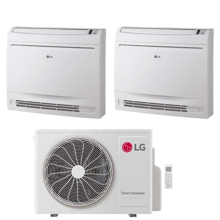 LG 2-fach-Split-Klimagerät Konsole, Inverter, WLAN, Weiß – Außengerät R32 5,3 kW, Innengeräte 9000+18000 BTU MU3R19.U24A0+UQ[09|18]F.NA0