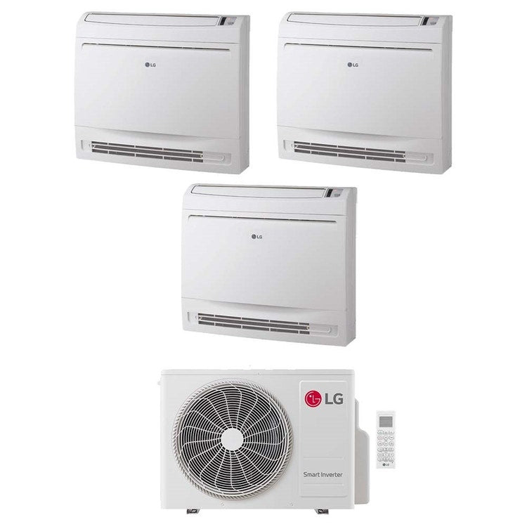 LG 3-fach-Split-Klimagerät Konsole, Inverter, WLAN, Weiß – Außengerät R32 5,3 kW, Innengeräte 9000+9000+12000 BTU MU3R19.U24A0+UQ[09|09|12]F.NA0