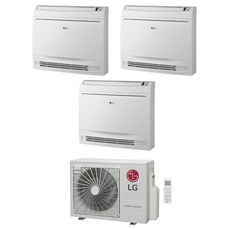LG 3-fach-Split-Klimagerät Konsole, Inverter, Weiß – Außengerät R32 6,2 kW, Innengeräte 9000+9000+12000 BTU MU3R21.U23+UQ[09|09|12]F.NA0