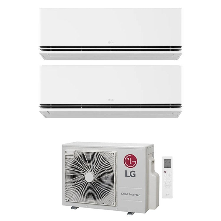 LG 2-fach-Split-Klimagerät DUALCOOL Deluxe AI, Wandgerät, Inverter, WLAN, Weiß – Außengerät R32 6,2 kW, Innengeräte 12000+18000 BTU MU3R21.U23+H[12|18]S1DA.NS1