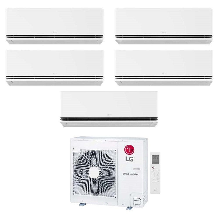 LG 5-fach-Split-Klimagerät DUALCOOL Deluxe, Wandgerät, Inverter, WLAN, Weiß – Außengerät R32 8,8 kW, Innengeräte 7000+7000+7000+9000+12000 BTU MU5R30.U36A0+PM[07|07|07]SND.NS0+H[09|12]S1DA.NS1