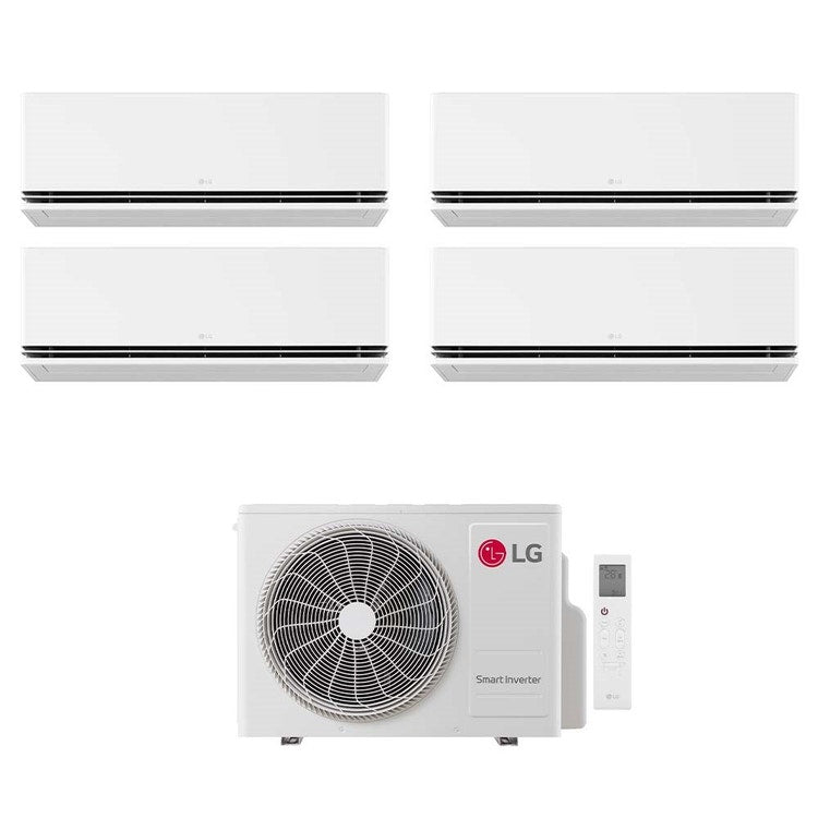 LG 4-fach-Split-Klimagerät DUALCOOL Deluxe, Wandgerät, Inverter, WLAN, Weiß – Außengerät R32 7,9 kW, Innengeräte 7000+7000+9000+9000 BTU MU4R27.U24A0+PM[07|07]SND.NS0+H[09|09]S1DA.NS1