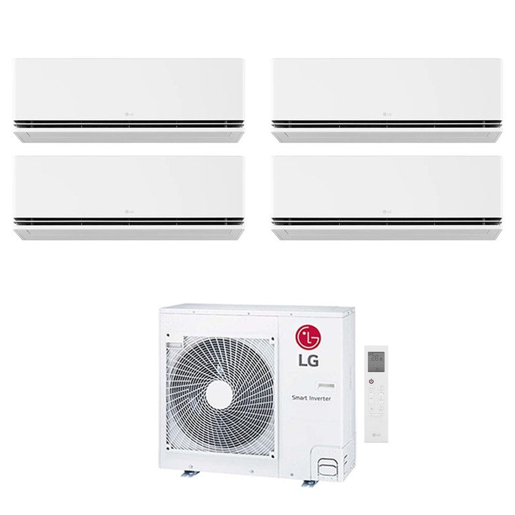 LG 4-fach-Split-Klimagerät DUALCOOL Deluxe AI, Wandgerät, Inverter, WLAN, Weiß – Außengerät R32 8,8 kW, Innengeräte 12000+12000+12000+12000 BTU MU5R30.U42+H[12|12|12|12]S1DA.NS1