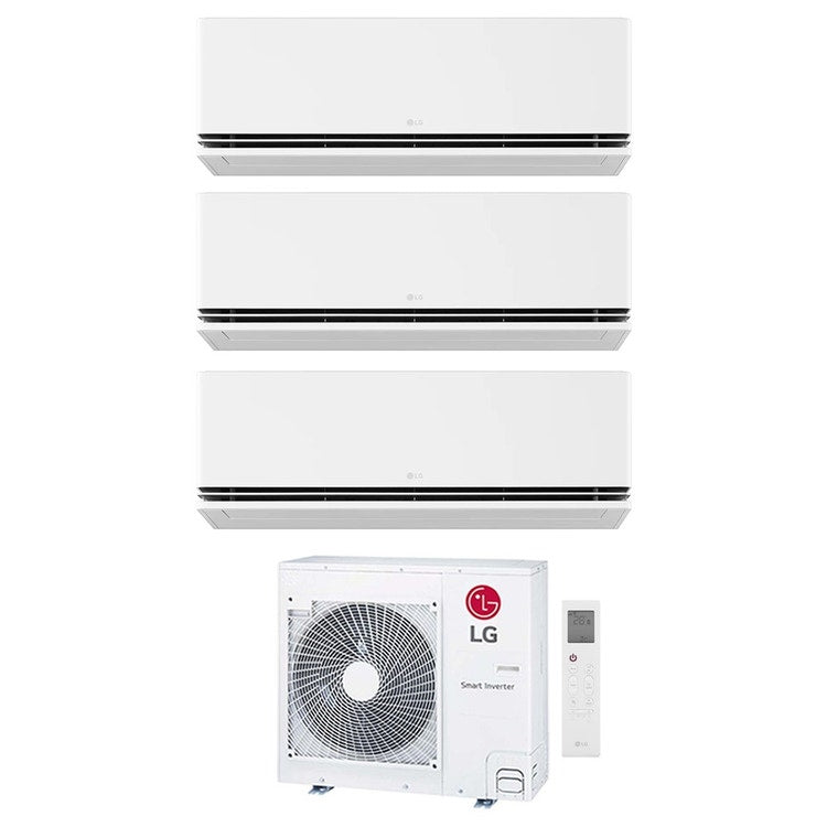 LG 3-fach-Split-Klimagerät DUALCOOL Deluxe AI, Wandgerät, Inverter, WLAN, Weiß – Außengerät R32 8,8 kW, Innengeräte 9000+18000+18000 BTU MU5R30.U42+H[09|18|18]S1DA.NS1