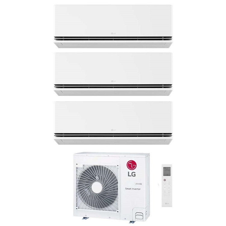 LG 3-fach-Split-Klimagerät DUALCOOL Deluxe, Wandgerät, Inverter, WLAN, Weiß – Außengerät R32 8,8 kW, Innengeräte 9000+18000+18000 BTU MU5R30.U36A0+H[09|18|18]S1DA.NS1
