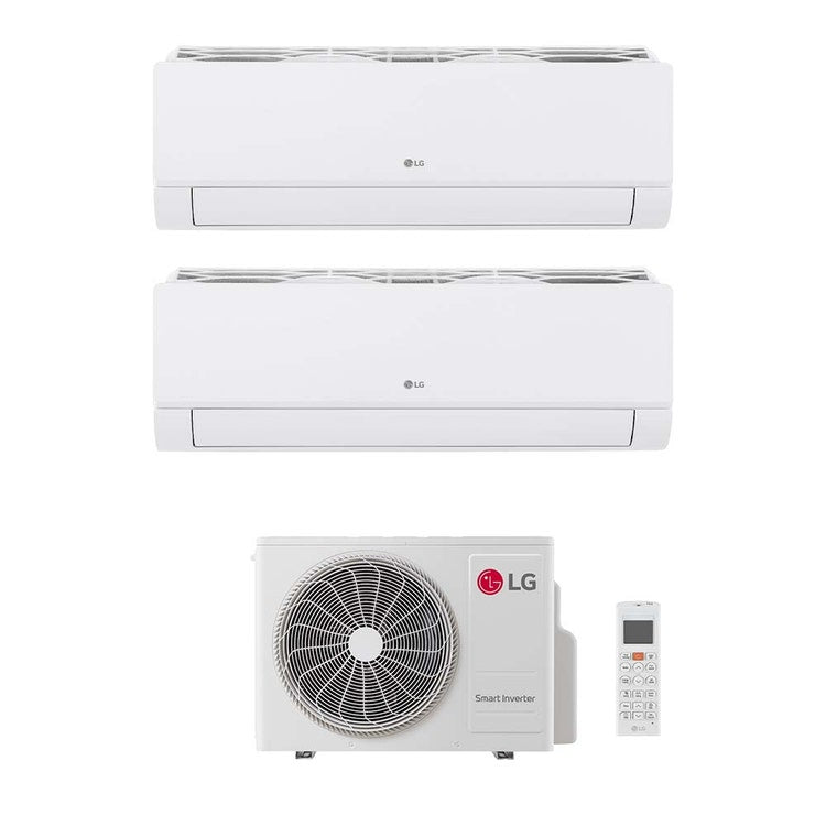 LG 2-fach-Split-Klimagerät DUALCOOL Libero Smart, Wandgerät, Inverter, WLAN, Weiß – Außengerät R32 4,7 kW, Innengeräte 9000+9000 BTU MU2R17.U18A0+EZ[09|09]CSN.CSJ1