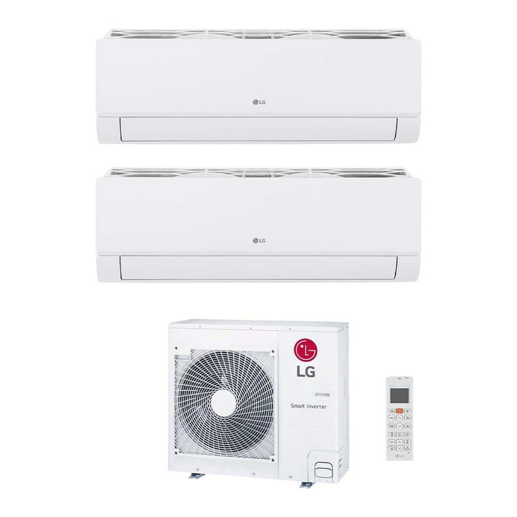 LG 2-fach-Split-Klimagerät DUALCOOL Libero Smart, Wandgerät, Inverter, WLAN, Weiß – Außengerät R32 8,8 kW, Innengeräte 7000+18000 BTU MU5R30.U36A0+MS[07]EZ.NSJ+EZ[18]CSN.CSK1