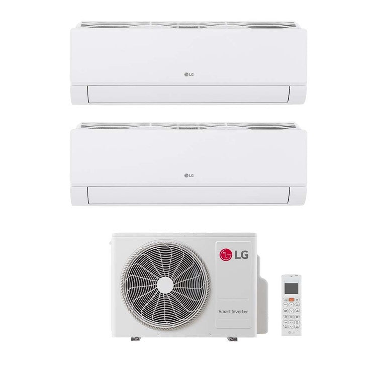 LG 2-fach-Split-Klimagerät DUALCOOL Libero Smart, Wandgerät, Inverter, WLAN, Weiß – Außengerät R32 7,9 kW, Innengeräte 12000+24000 BTU MU4R27.U24A0+EZ[12]CSN.CSJ1+EZ[24]CSN.CSK1